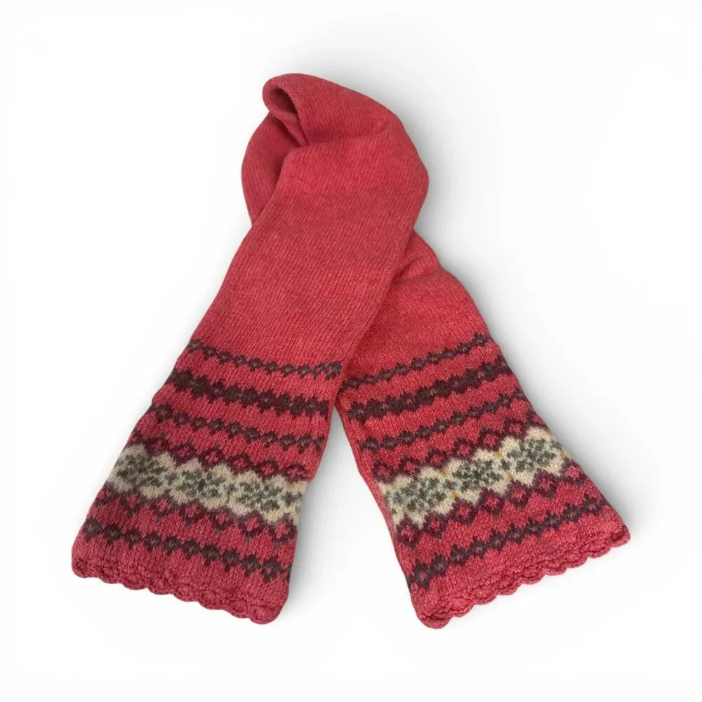 Polo Ralph Lauren Girls Pink Cable Patterned Knit Cotton Scarf